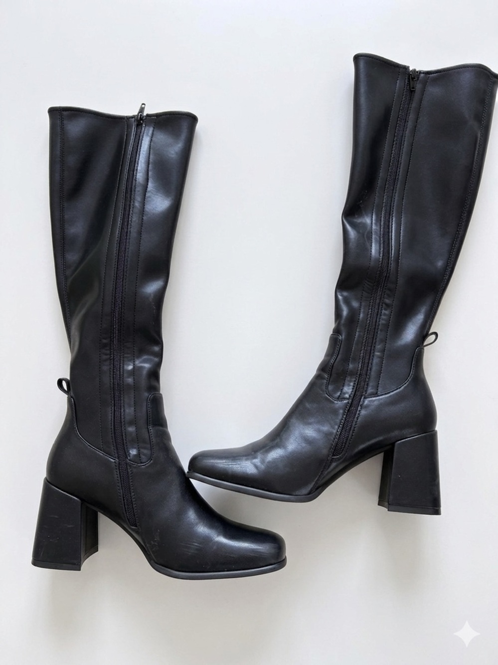 Jeffrey Campbell Hot lava Black Block Heel Square Toe Women's Boots